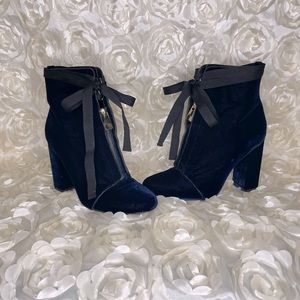 Zara Blue Velvet Booties
